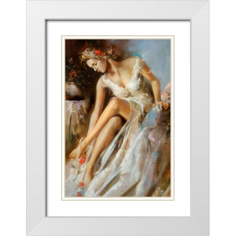 Woman Primavera White Modern Wood Framed Art Print with Double Matting by Di Scenza, Ron