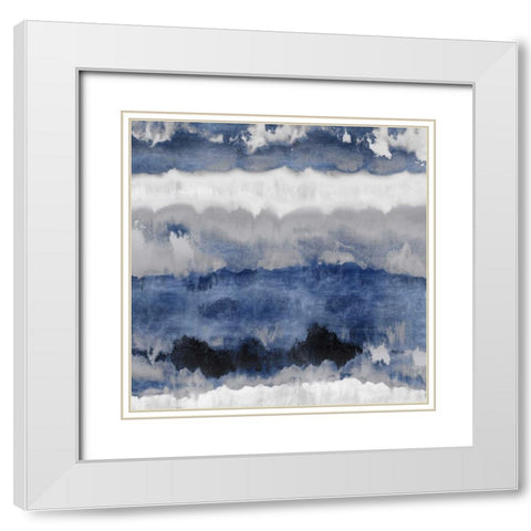 Indigo Gradations White Modern Wood Framed Art Print with Double Matting by Springer, Rachel