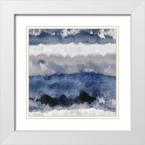 Indigo Gradations White Modern Wood Framed Art Print with Double Matting by Springer, Rachel