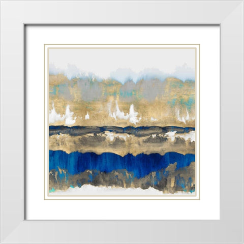 Gradations in Blue and Gold White Modern Wood Framed Art Print with Double Matting by Springer, Rachel
