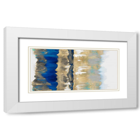 Resonate in Gold and Blue White Modern Wood Framed Art Print with Double Matting by Springer, Rachel