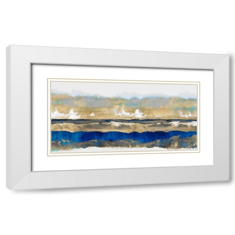 Strata in Blue and Gold White Modern Wood Framed Art Print with Double Matting by Springer, Rachel