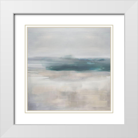 Pause in Aqua White Modern Wood Framed Art Print with Double Matting by Springer, Rachel