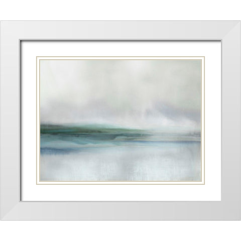 Stillness in Aqua I White Modern Wood Framed Art Print with Double Matting by Springer, Rachel