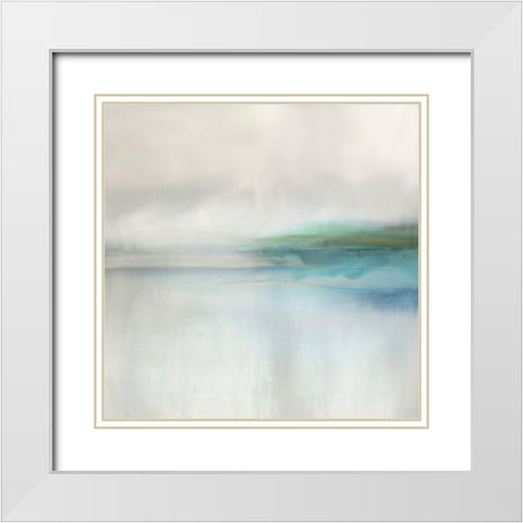 Stillness in Aqua II White Modern Wood Framed Art Print with Double Matting by Springer, Rachel