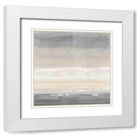 Cream Horizon White Modern Wood Framed Art Print with Double Matting by Springer, Rachel