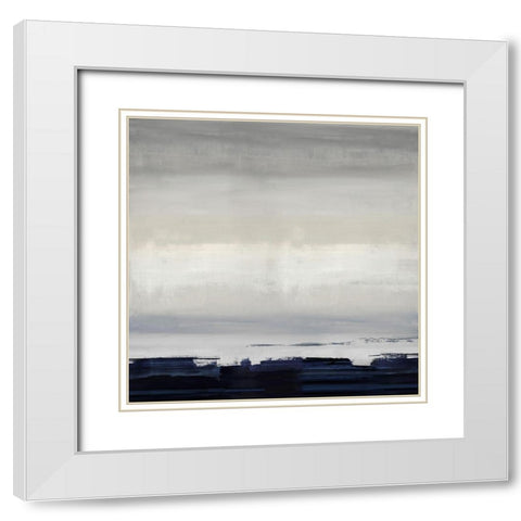 Blue Strokes White Modern Wood Framed Art Print with Double Matting by Springer, Rachel