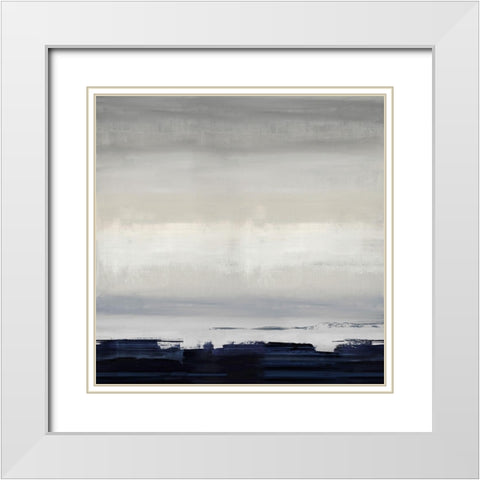 Blue Strokes White Modern Wood Framed Art Print with Double Matting by Springer, Rachel