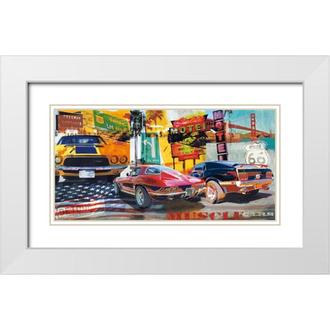 Muscle Cars White Modern Wood Framed Art Print with Double Matting by Foster, Ray