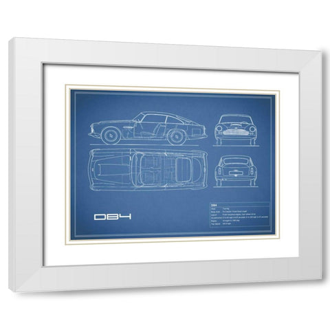 Aston DB4 -Blue White Modern Wood Framed Art Print with Double Matting by Rogan, Mark