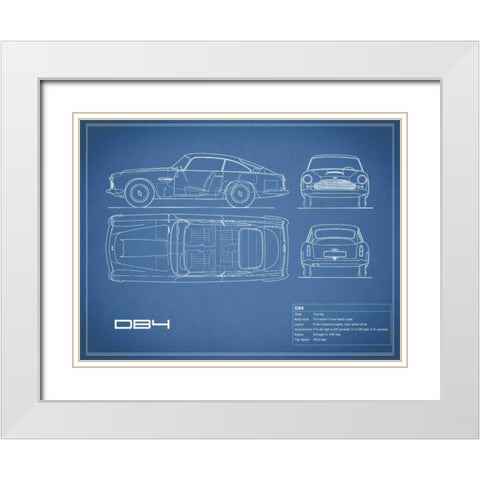 Aston DB4 -Blue White Modern Wood Framed Art Print with Double Matting by Rogan, Mark