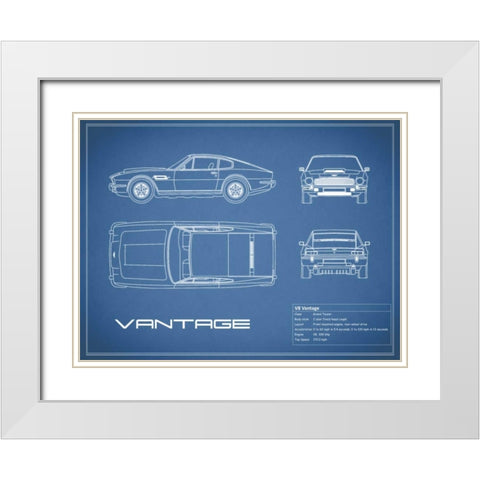 Aston V8 Vantage-Blue White Modern Wood Framed Art Print with Double Matting by Rogan, Mark