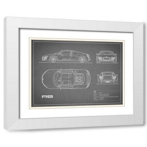 Audi R8 V10-Grey White Modern Wood Framed Art Print with Double Matting by Rogan, Mark