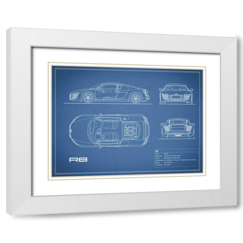 Audi R8 V10-Blue White Modern Wood Framed Art Print with Double Matting by Rogan, Mark