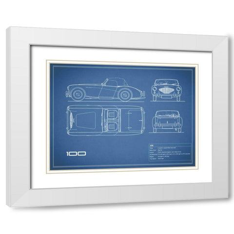 Austin-Healey 100-Blue White Modern Wood Framed Art Print with Double Matting by Rogan, Mark