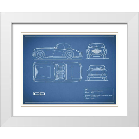 Austin-Healey 100-Blue White Modern Wood Framed Art Print with Double Matting by Rogan, Mark