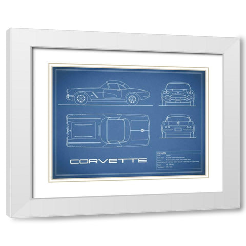 Corvette 33BHP-Blue White Modern Wood Framed Art Print with Double Matting by Rogan, Mark