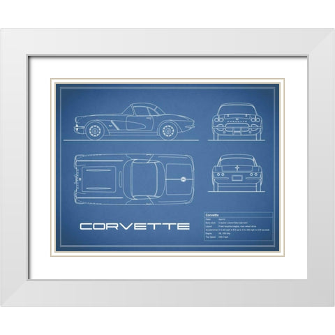 Corvette 33BHP-Blue White Modern Wood Framed Art Print with Double Matting by Rogan, Mark