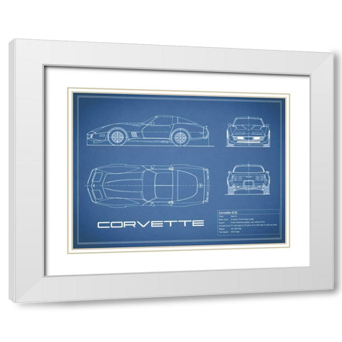 Corvette C3-Blue White Modern Wood Framed Art Print with Double Matting by Rogan, Mark