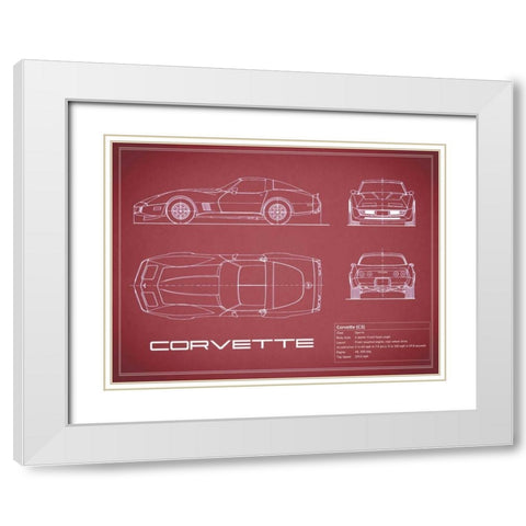 Corvette C3-Maroon White Modern Wood Framed Art Print with Double Matting by Rogan, Mark