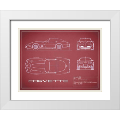 Corvette C3-Maroon White Modern Wood Framed Art Print with Double Matting by Rogan, Mark