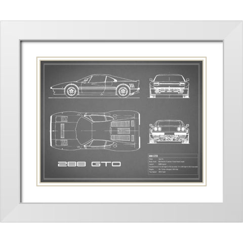 Ferrari 288-GTO-Grey White Modern Wood Framed Art Print with Double Matting by Rogan, Mark