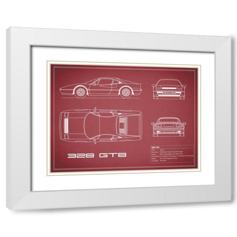 Ferrari 328-GTB-Maroon White Modern Wood Framed Art Print with Double Matting by Rogan, Mark