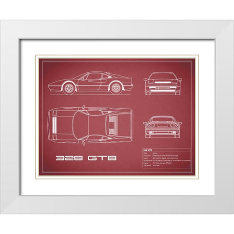 Ferrari 328-GTB-Maroon White Modern Wood Framed Art Print with Double Matting by Rogan, Mark