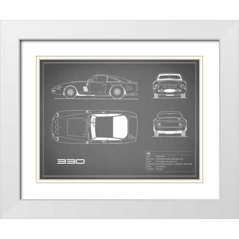 Ferrari 330-Grey White Modern Wood Framed Art Print with Double Matting by Rogan, Mark