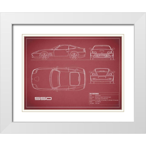 Ferrari 550-Maroon White Modern Wood Framed Art Print with Double Matting by Rogan, Mark