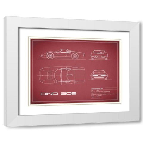 Ferrari Dino 206 1965-Maroon White Modern Wood Framed Art Print with Double Matting by Rogan, Mark