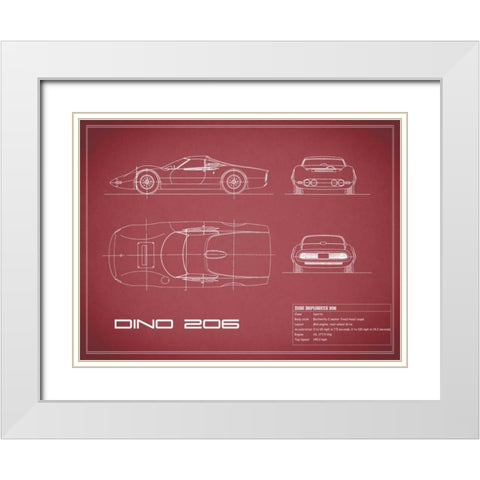 Ferrari Dino 206 1965-Maroon White Modern Wood Framed Art Print with Double Matting by Rogan, Mark