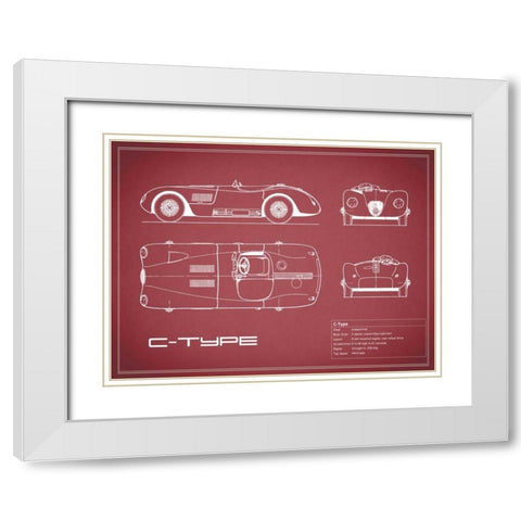 Jaguar C-Type-Maroon White Modern Wood Framed Art Print with Double Matting by Rogan, Mark