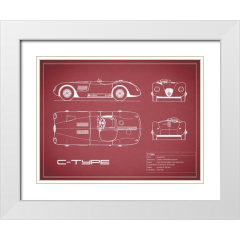 Jaguar C-Type-Maroon White Modern Wood Framed Art Print with Double Matting by Rogan, Mark