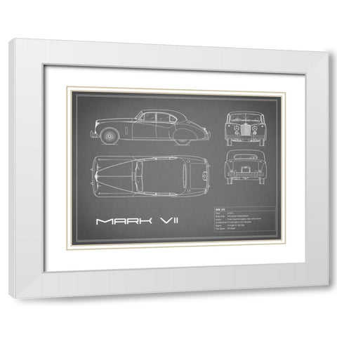 Jaguar MkVII-Grey White Modern Wood Framed Art Print with Double Matting by Rogan, Mark