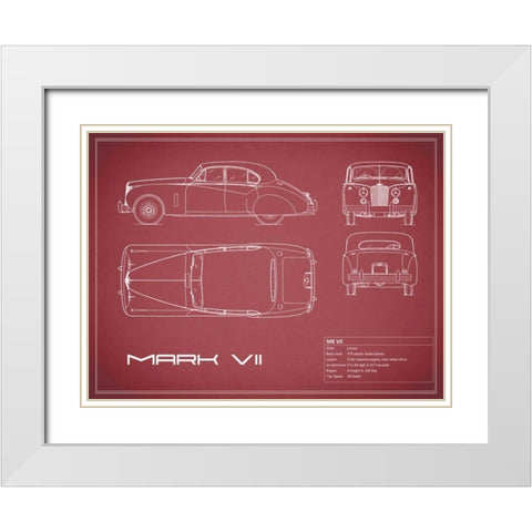 Jaguar MkVII-Maroon White Modern Wood Framed Art Print with Double Matting by Rogan, Mark