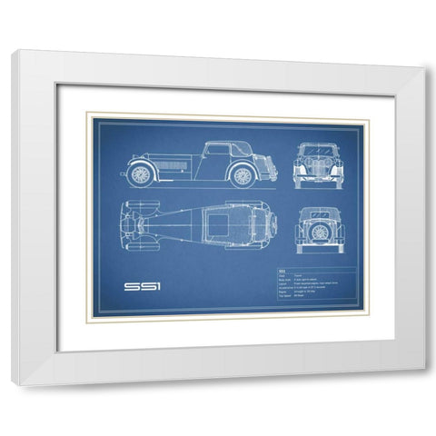 Jaguar SS1-Blue White Modern Wood Framed Art Print with Double Matting by Rogan, Mark