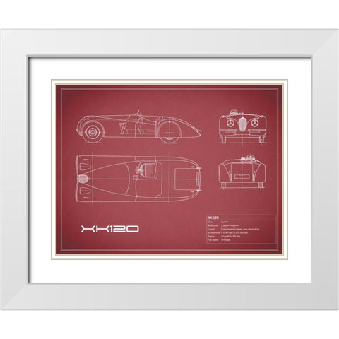 Jaguar XK-120-Maroon White Modern Wood Framed Art Print with Double Matting by Rogan, Mark