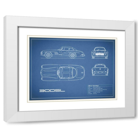 Mercedes 300SL Gullwing-Blue White Modern Wood Framed Art Print with Double Matting by Rogan, Mark