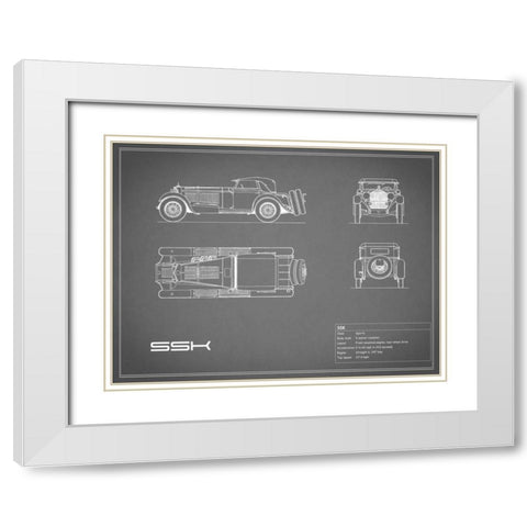 Mercedes SSK-Grey White Modern Wood Framed Art Print with Double Matting by Rogan, Mark