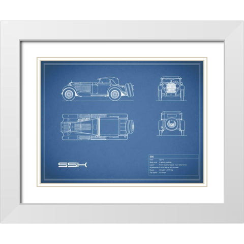 Mercedes SSK-Blue White Modern Wood Framed Art Print with Double Matting by Rogan, Mark