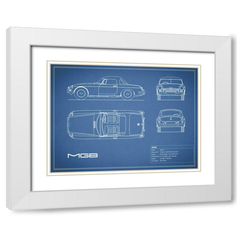 MGB-Blue White Modern Wood Framed Art Print with Double Matting by Rogan, Mark