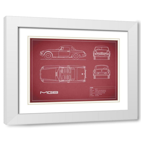 MGB-Maroon White Modern Wood Framed Art Print with Double Matting by Rogan, Mark