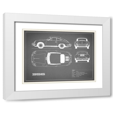 Porsche 356C-Grey White Modern Wood Framed Art Print with Double Matting by Rogan, Mark