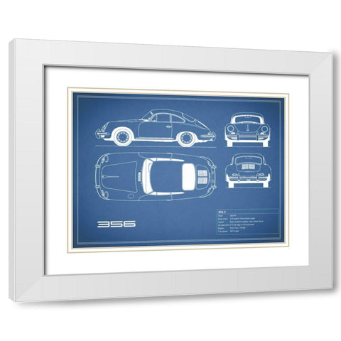 Porsche 356C-Blue White Modern Wood Framed Art Print with Double Matting by Rogan, Mark