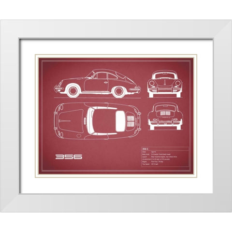 Porsche 356C-Maroon White Modern Wood Framed Art Print with Double Matting by Rogan, Mark