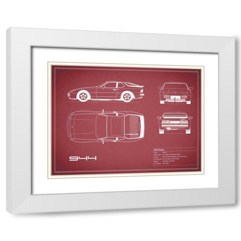 Porsche 944 Turbo-Maroon White Modern Wood Framed Art Print with Double Matting by Rogan, Mark