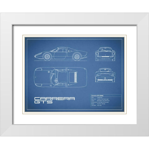 Porsche Carrera GTS-Blue White Modern Wood Framed Art Print with Double Matting by Rogan, Mark
