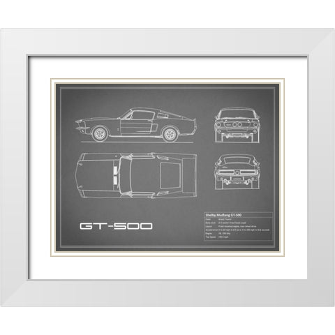 Shelby Mustang GT500-Grey White Modern Wood Framed Art Print with Double Matting by Rogan, Mark