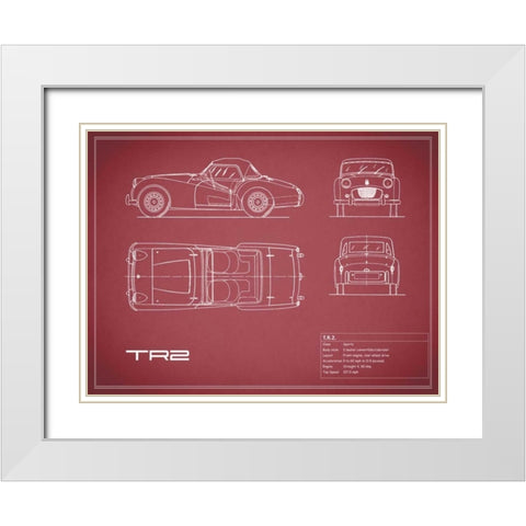 Triumph TR2-Maroon White Modern Wood Framed Art Print with Double Matting by Rogan, Mark